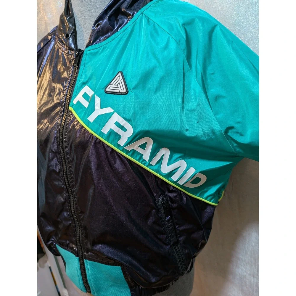 Black Pyramid XL Digital Audio Colorblock Green‎ Blue Jacket Streetwear Unisex